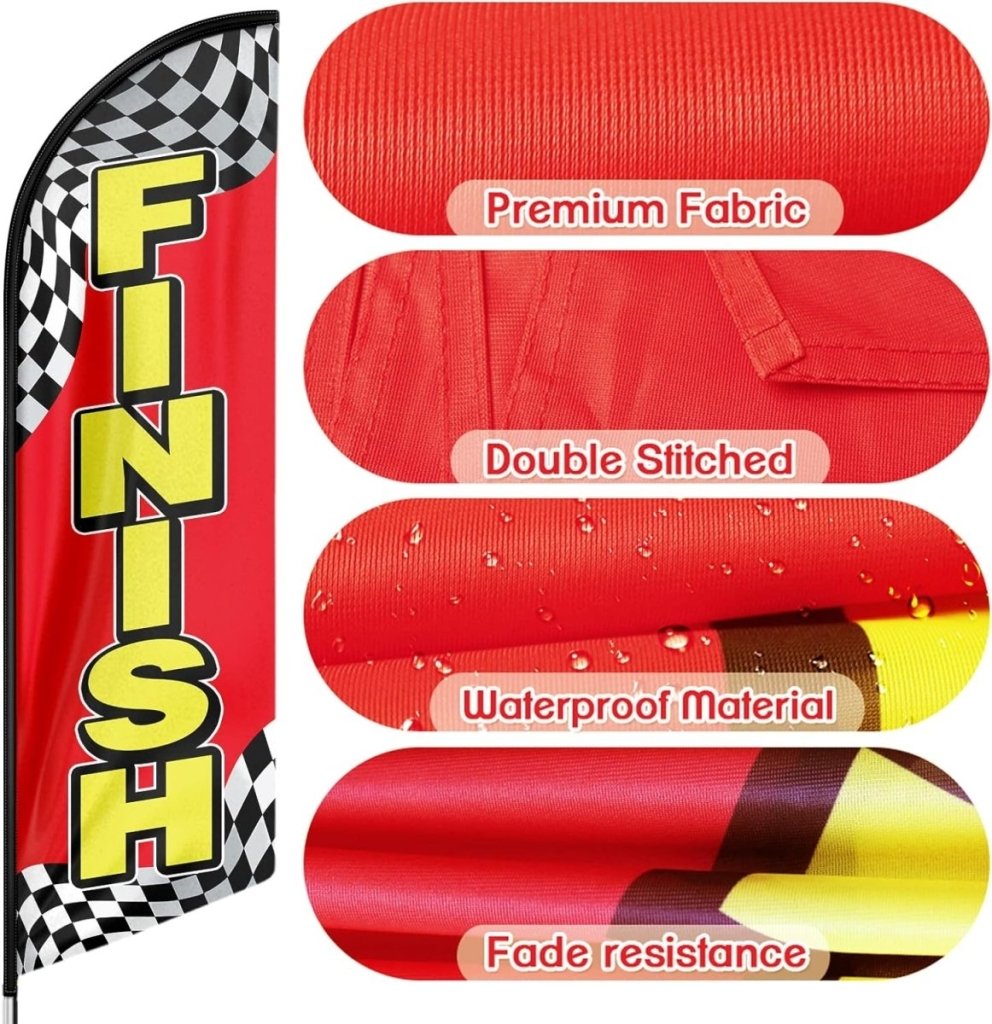 Finish Flag - 8ft Finish Feather Flag for Finish Business(Flagpole Not Included) - FSFlag