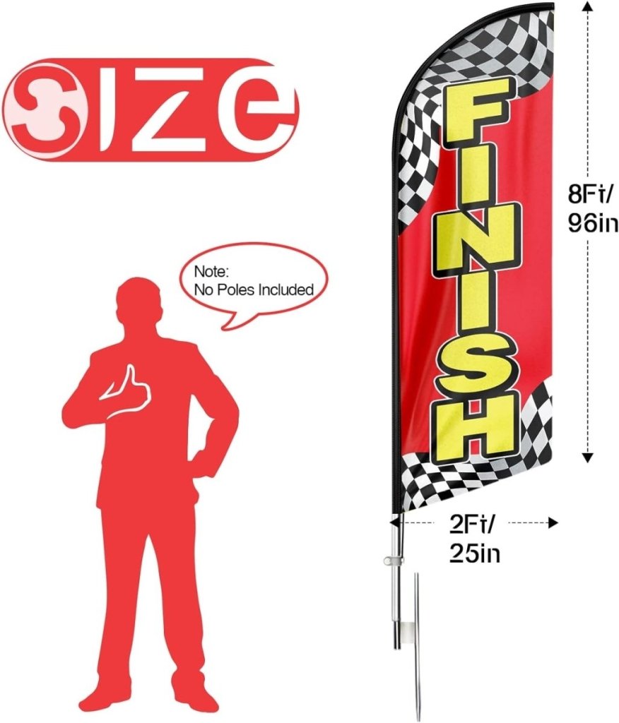 Finish Flag - 8ft Finish Feather Flag for Finish Business(Flagpole Not Included) - FSFlag