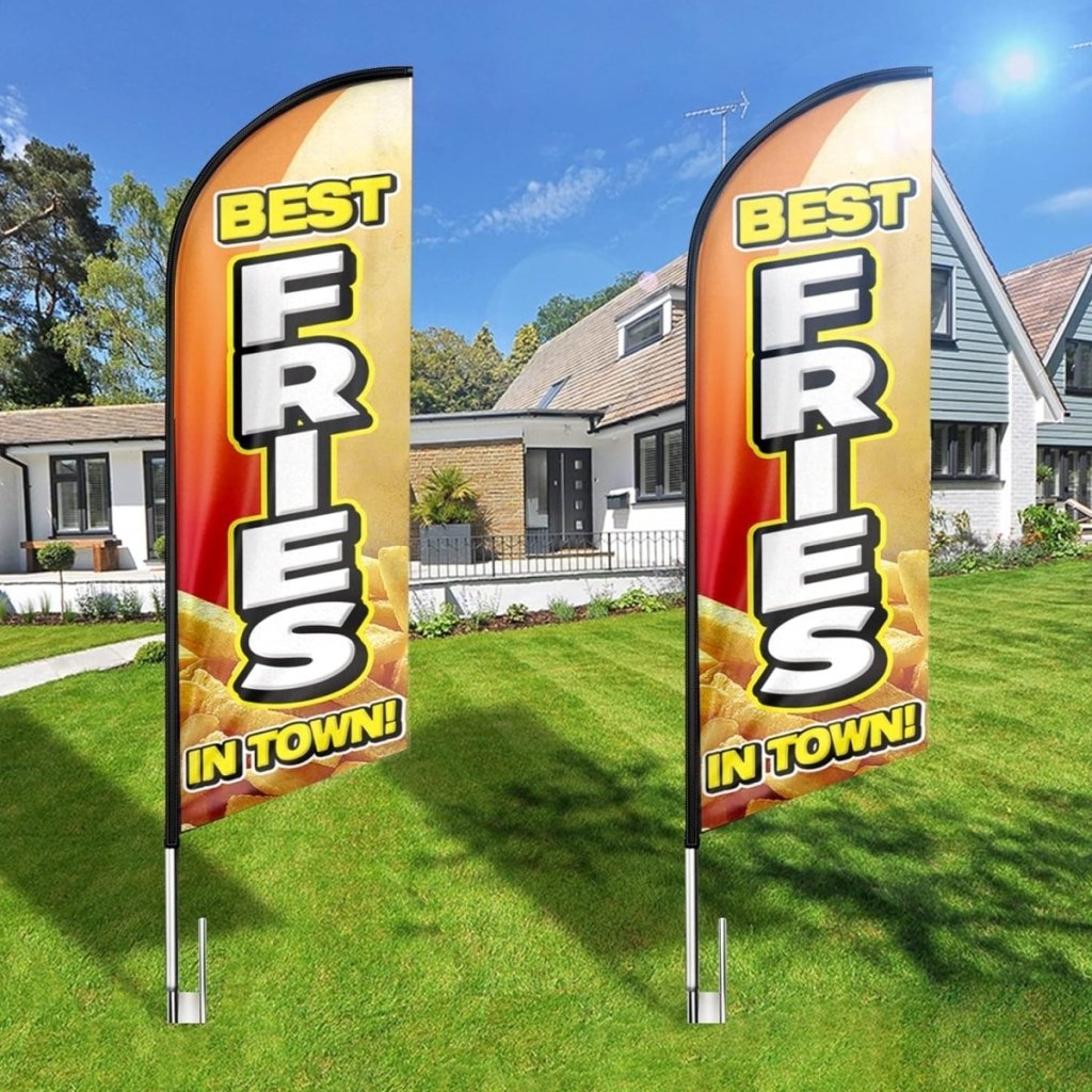 Flag Signs For Business - 8ft Fries Feather Flag!(Flagpole Not Included) - FSFlag