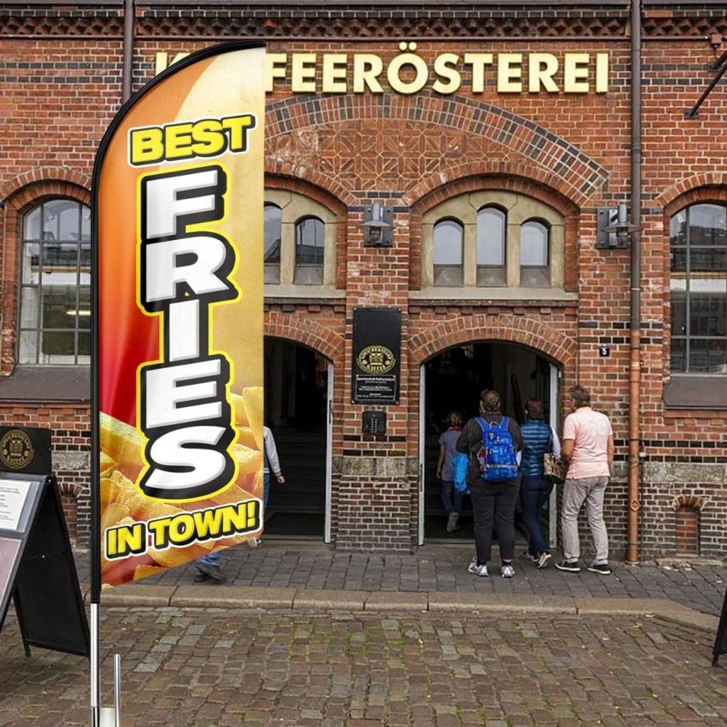 Flag Signs For Business - 8ft Fries Feather Flag!(Flagpole Not Included) - FSFlag