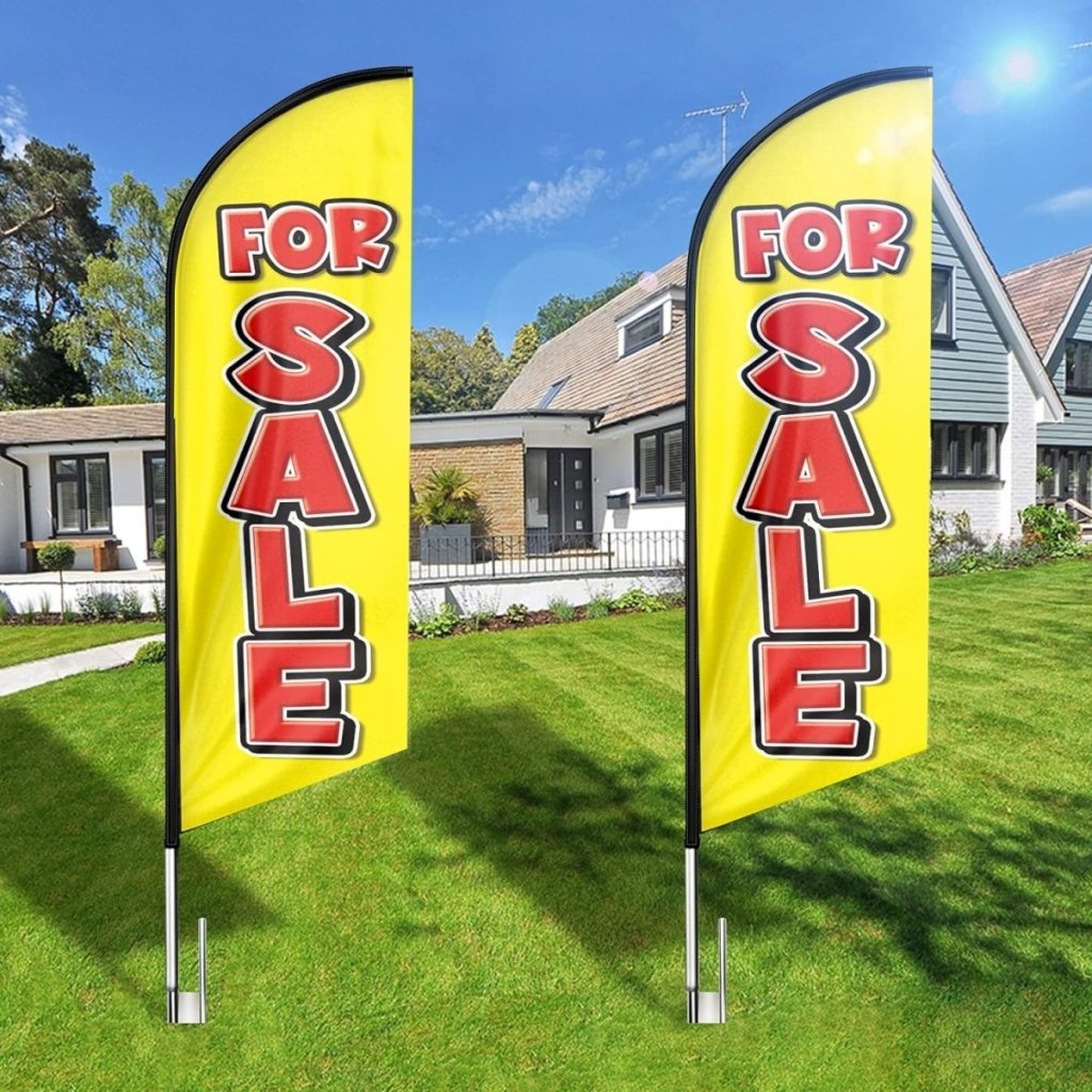 For Sale Feather Flag: Advertising Banner for For Sale Business (8ft, Yellow Flagpole Not Included) - FSFlag