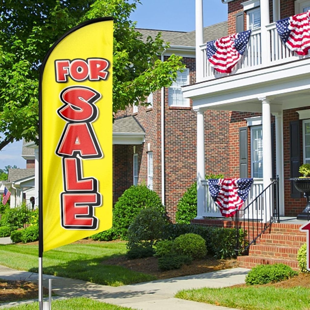 For Sale Feather Flag: Advertising Banner for For Sale Business (8ft, Yellow Flagpole Not Included) - FSFlag