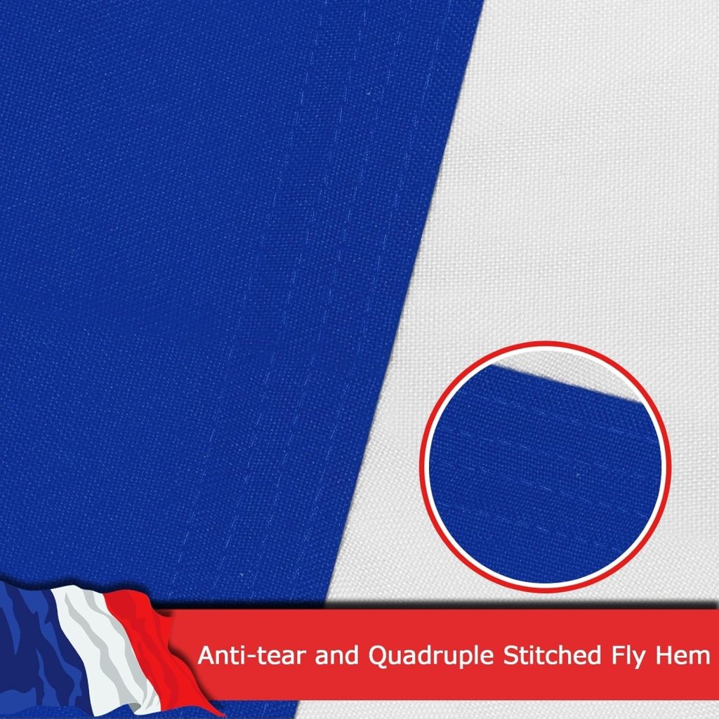 France French Flag for Outside, 400D Heavy Duty Polyester, Double - Sided Printing, Quadruple Stitched Fly Hem, Fade Resistant, 2 Brass Grommets