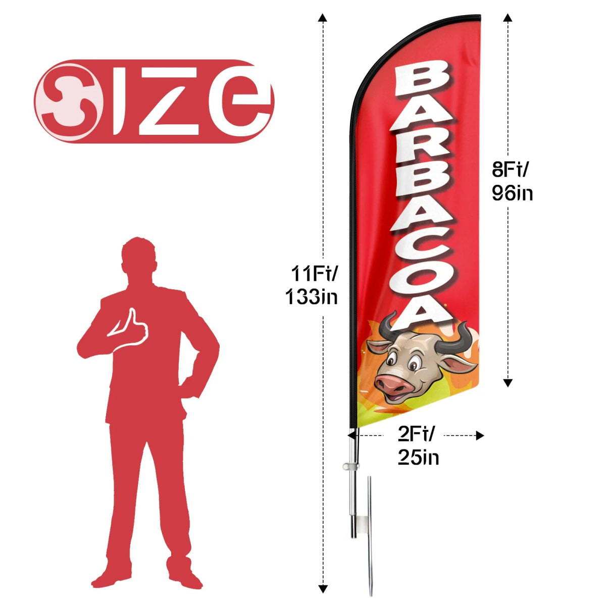 Mexican Restaurant Banner - FSFLAG Barbacoa Swooper Flag Feather Flag Pole Kit - FSFlag