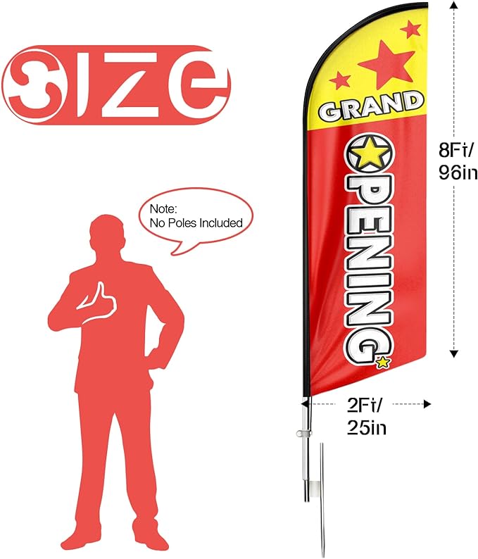 FSFLAG 8Ft Grand Opening Signs for Grand Opening Business(Flagpole Not Included) - FSFlag