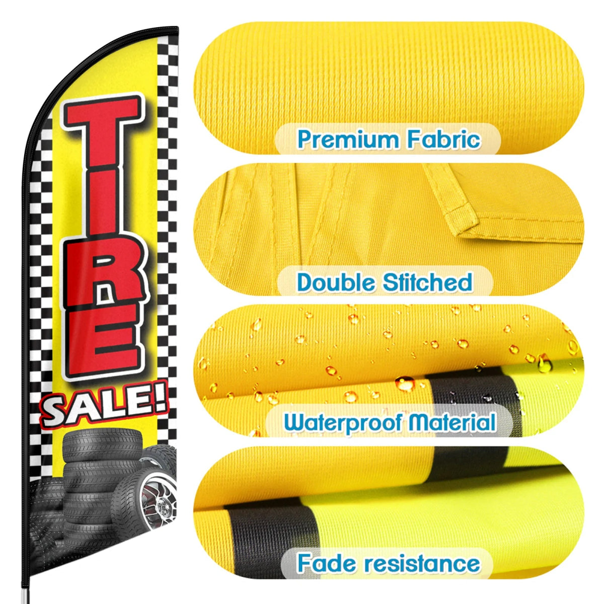 Tire Shop Signs - 11ft Tire Sale Swooper Flag Feather Flag Pole Kit - FSFlag