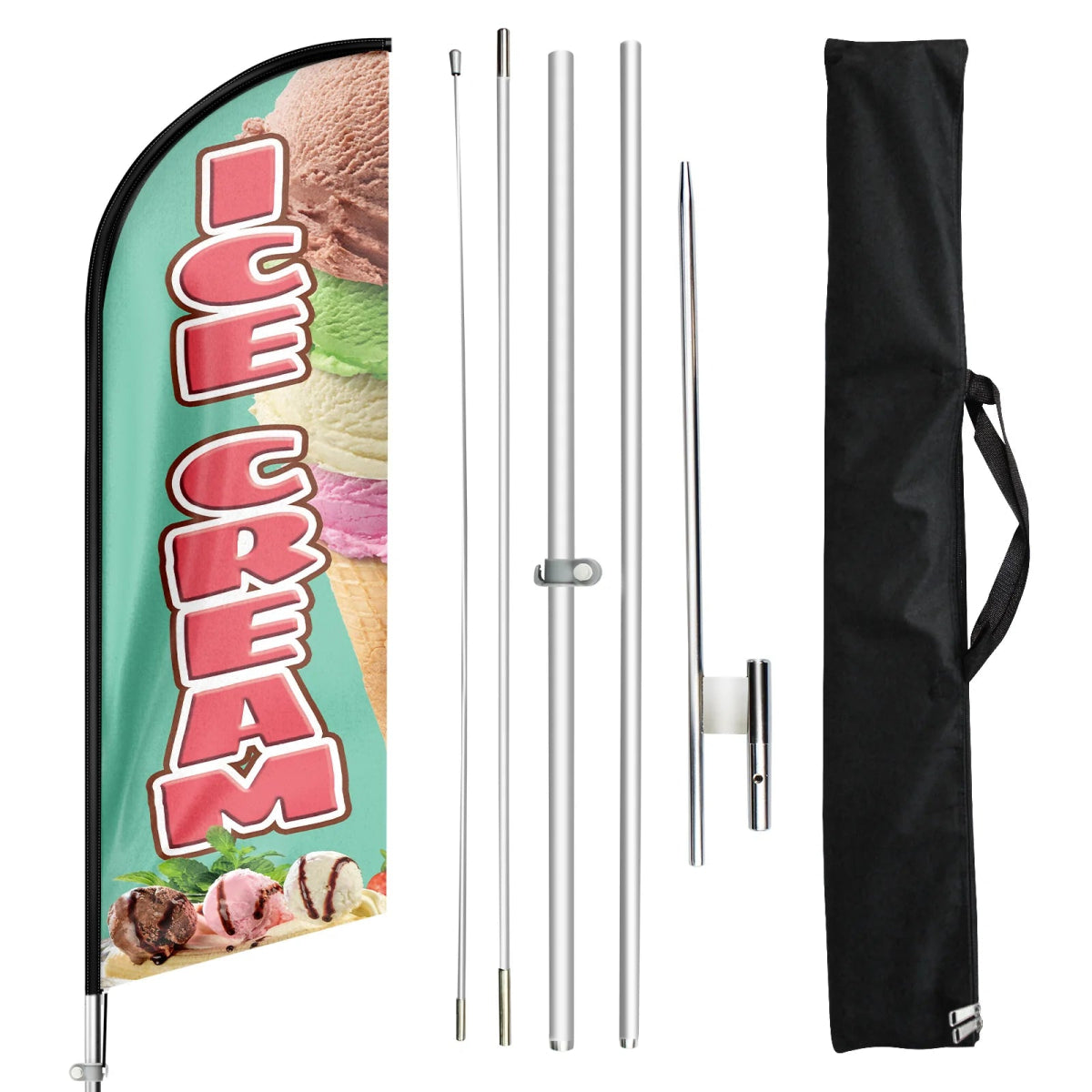 Ice Cream Flag - 11ft Ice Cream Swooper Flag Feather Flag Pole Kit - FSFlag