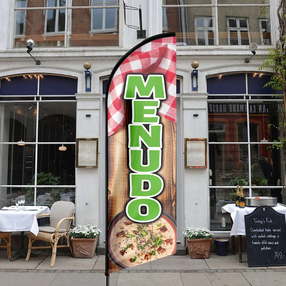 Mexican Restaurant Banner - 11ft Menudo Swooper Flag Feather Flag Pole Kit - FSFlag