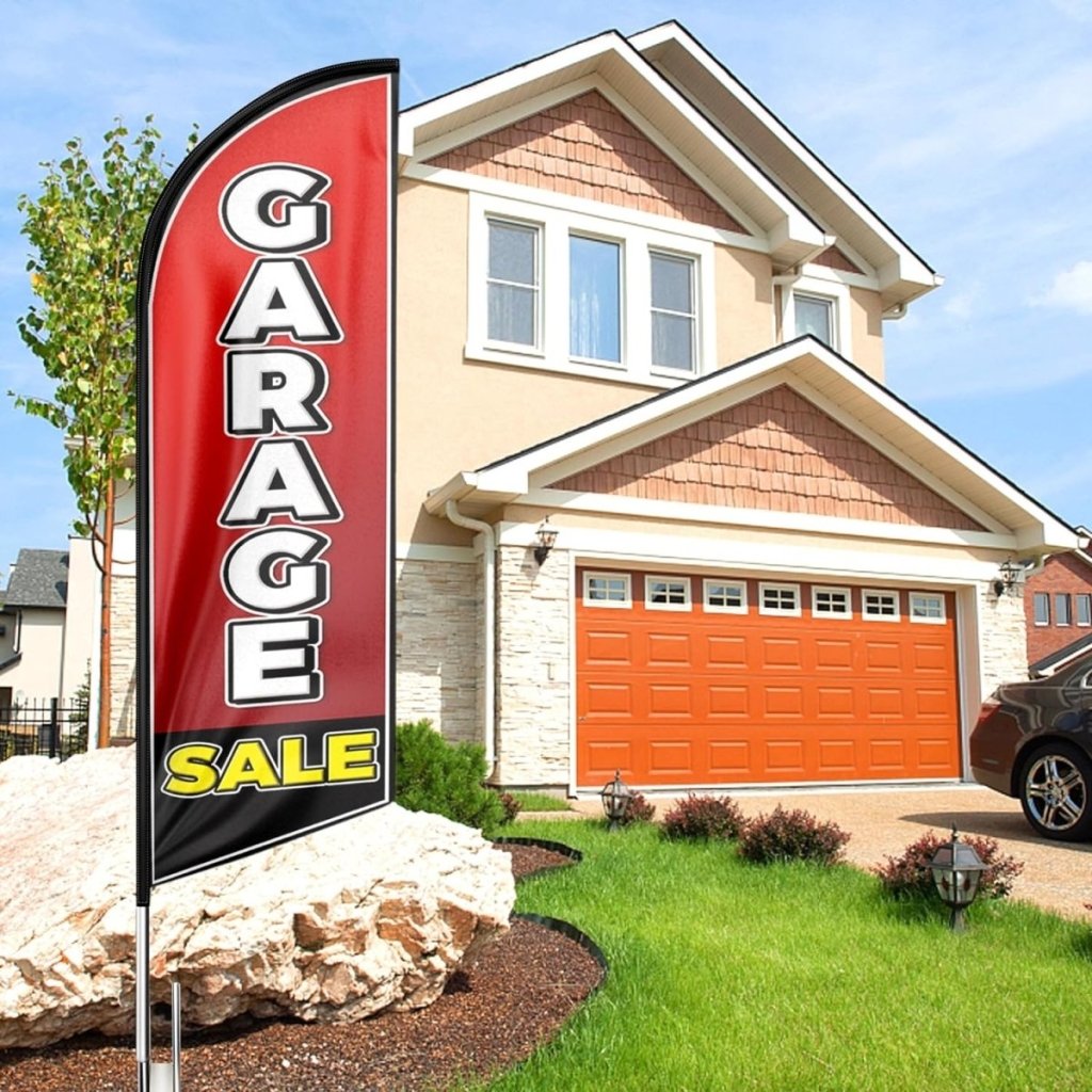 Garage Sale Feather Flag: Advertising Banner for Garage Sale Business(Flagpole Not Included) - FSFlag