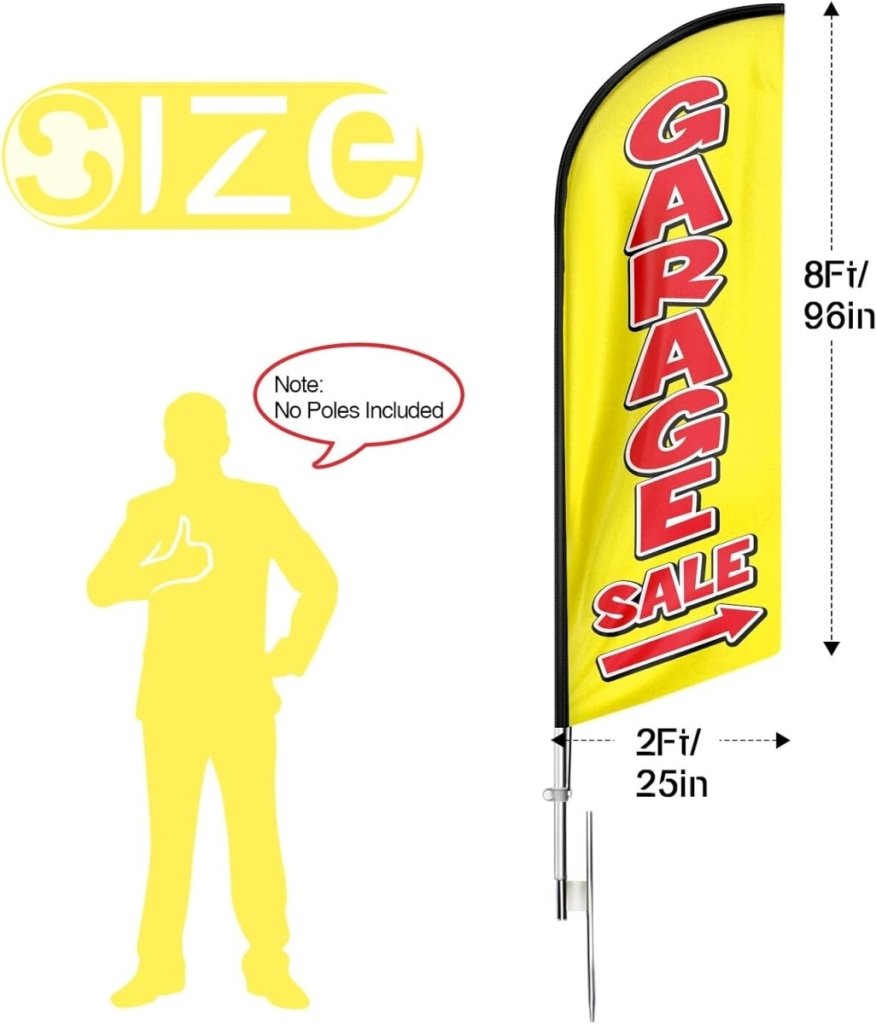 Garage Sale Signs - Garage Sale Feather Flag for Garage Sale Business(yellow Flagpole Not Included) - FSFlag