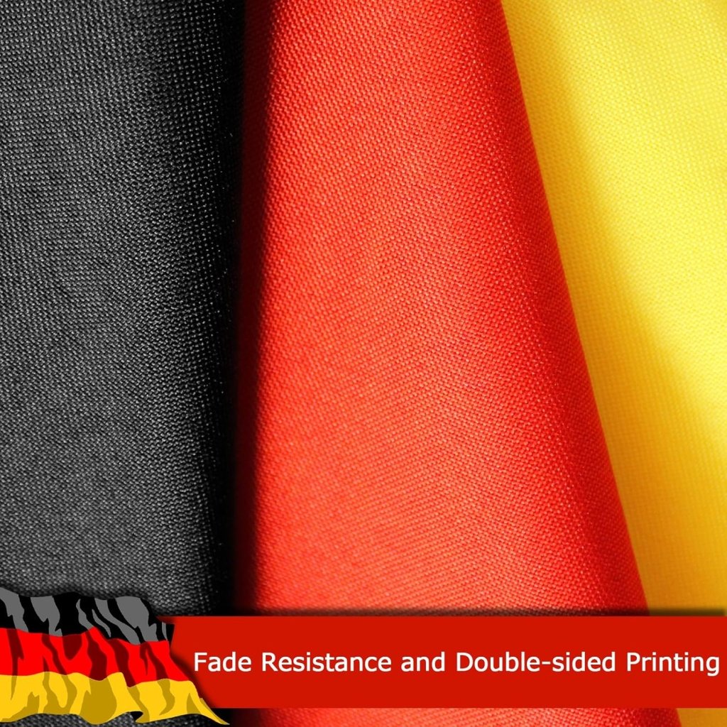 Germany German Flag for Outside, 400D Heavy Duty Polyester, Double - Sided Printing, Quadruple Stitched Fly Hem, Fade Resistant, 2 Brass Grommets