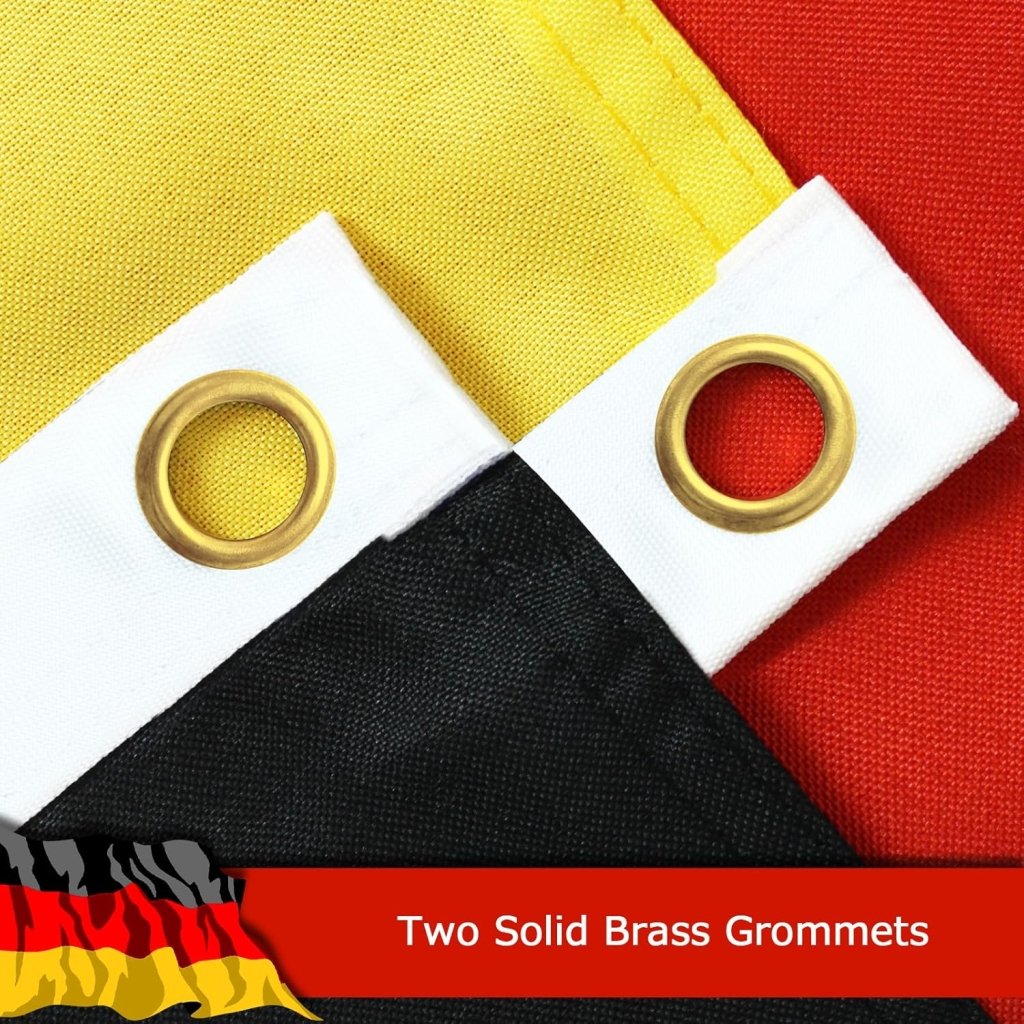 Germany German Flag for Outside, 400D Heavy Duty Polyester, Double - Sided Printing, Quadruple Stitched Fly Hem, Fade Resistant, 2 Brass Grommets