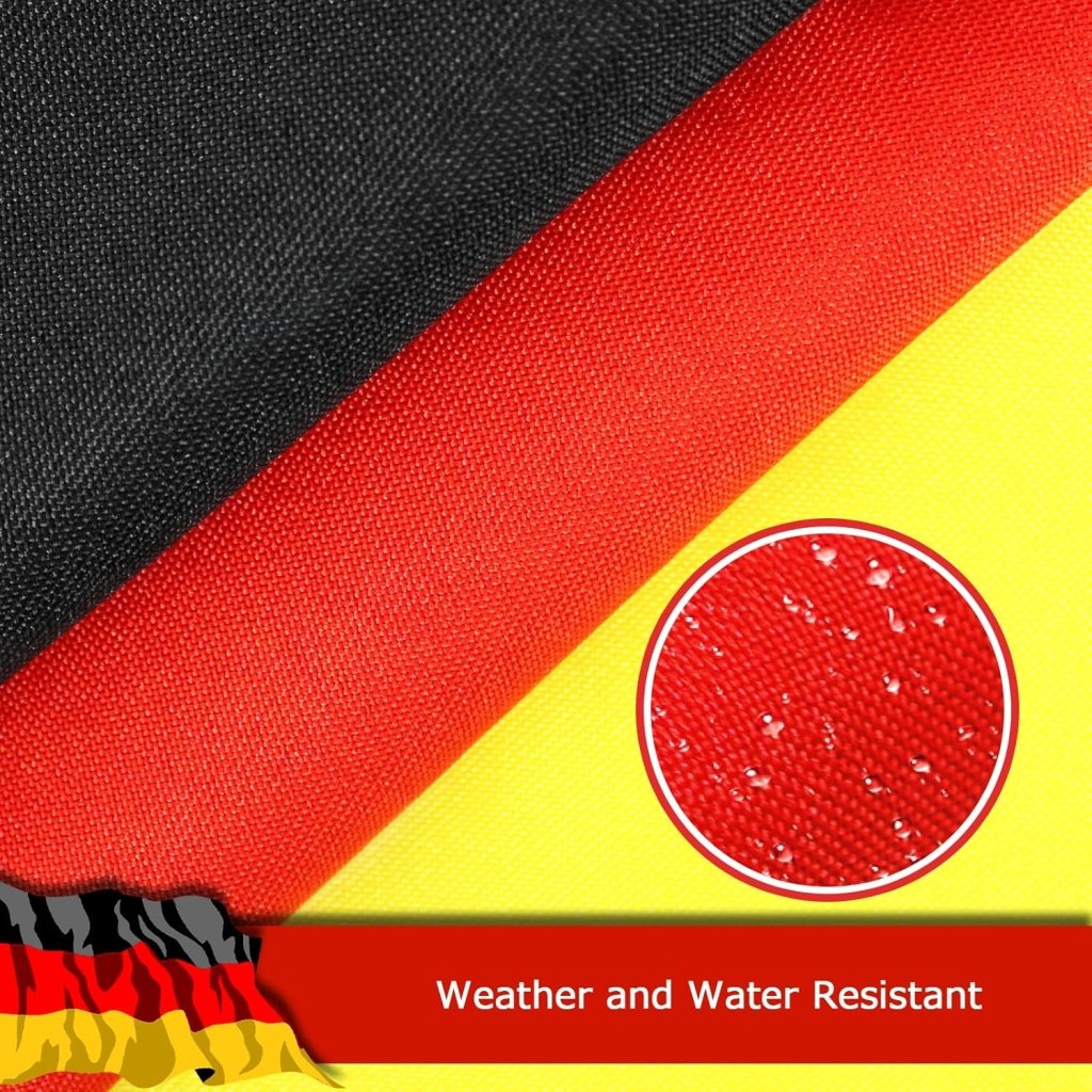 Germany German Flag for Outside, 400D Heavy Duty Polyester, Double - Sided Printing, Quadruple Stitched Fly Hem, Fade Resistant, 2 Brass Grommets