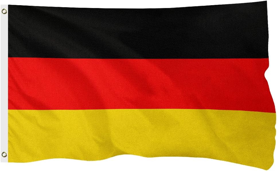 Germany German Flag for Outside, 400D Heavy Duty Polyester, Double - Sided Printing, Quadruple Stitched Fly Hem, Fade Resistant, 2 Brass Grommets