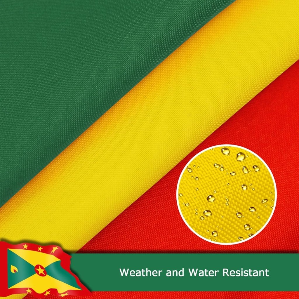 Grenada Grenadian Flag for Outside, 400D Heavy Duty Polyester, Double - Sided Printing, Quadruple Stitched Fly Hem, Fade Resistant, 2 Brass Grommets