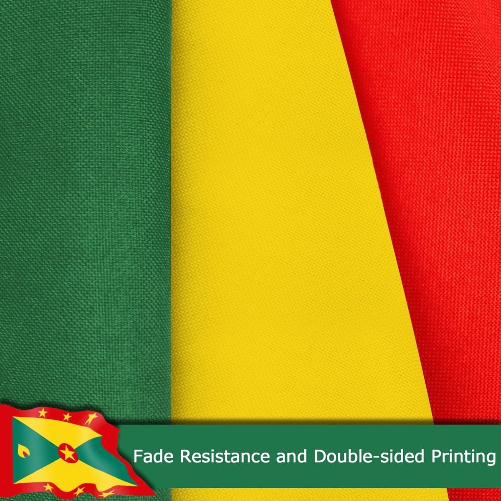 Grenada Grenadian Flag for Outside, 400D Heavy Duty Polyester, Double - Sided Printing, Quadruple Stitched Fly Hem, Fade Resistant, 2 Brass Grommets