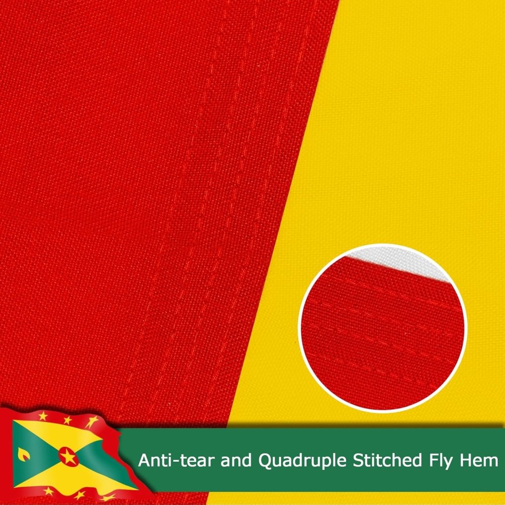 Grenada Grenadian Flag for Outside, 400D Heavy Duty Polyester, Double - Sided Printing, Quadruple Stitched Fly Hem, Fade Resistant, 2 Brass Grommets