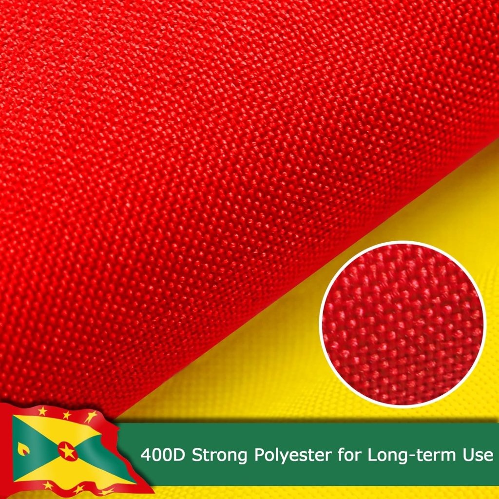 Grenada Grenadian Flag for Outside, 400D Heavy Duty Polyester, Double - Sided Printing, Quadruple Stitched Fly Hem, Fade Resistant, 2 Brass Grommets