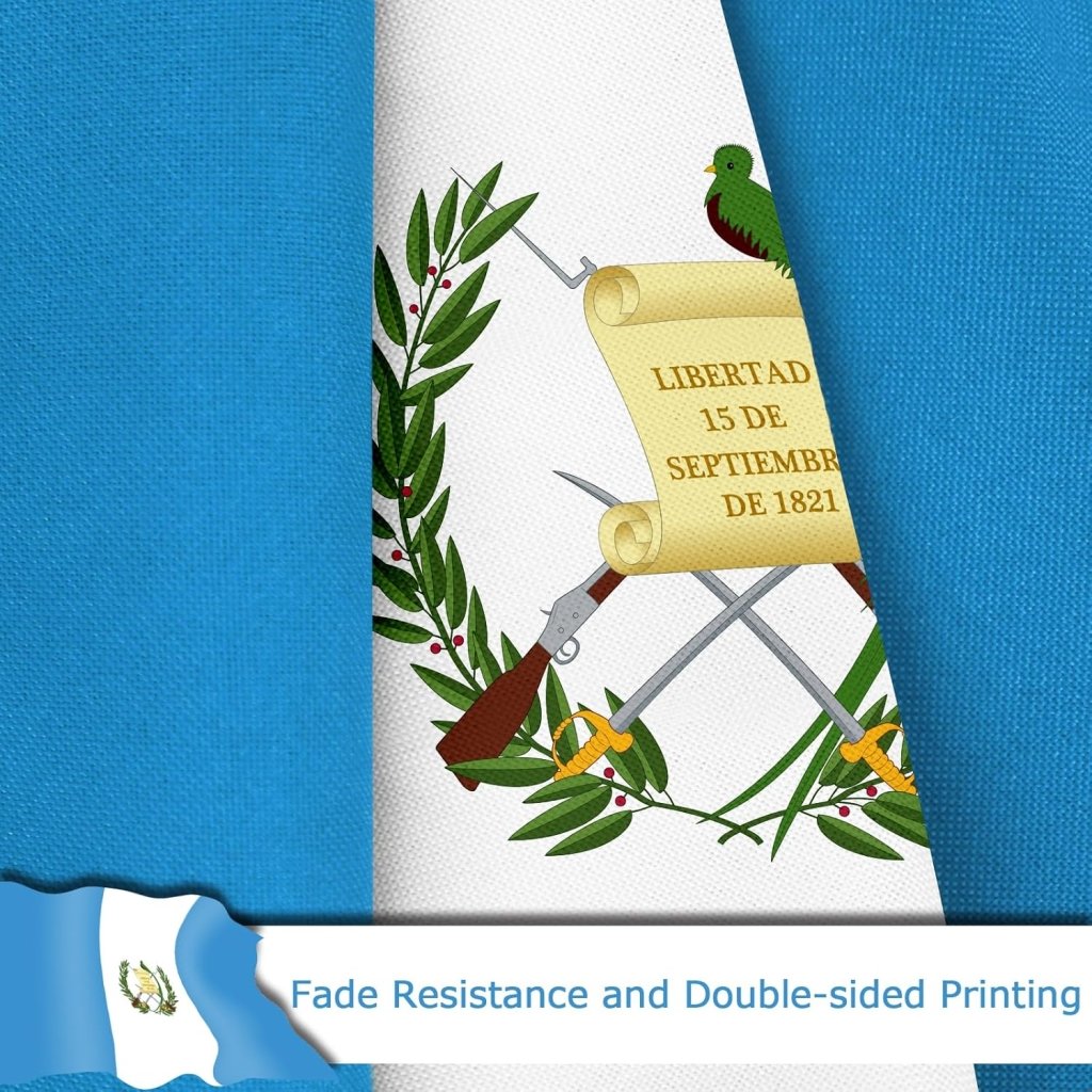 Guatemala Guatemalan Flag for Outside, 400D Heavy Duty Polyester, Double - Sided Printing, Quadruple Stitched Fly Hem, Fade Resistant, 2 Brass Grommets