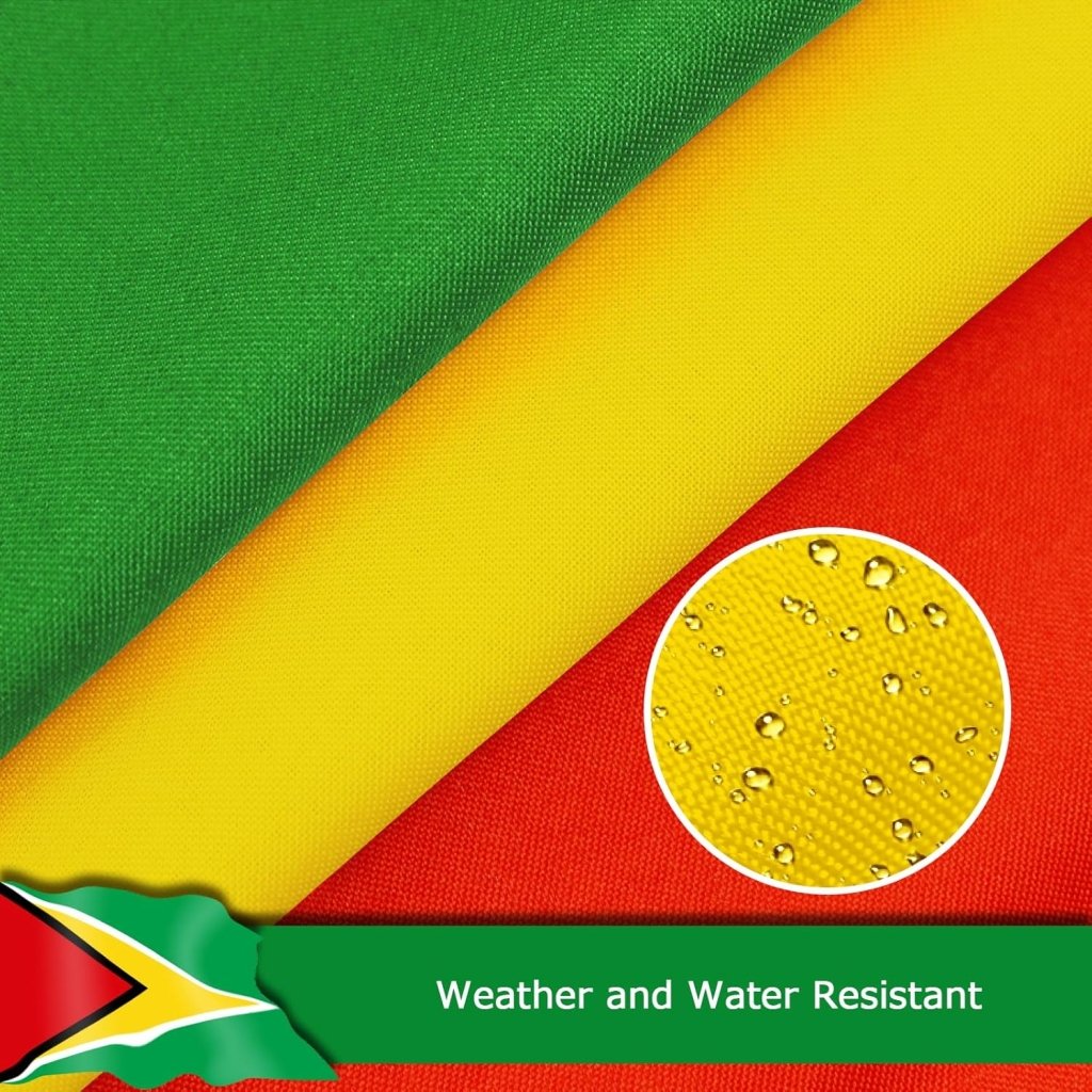 Guyana Guyanese Flag for Outside, 400D Heavy Duty Polyester, Double - Sided Printing, Quadruple Stitched Fly Hem, Fade Resistant, 2 Brass Grommets