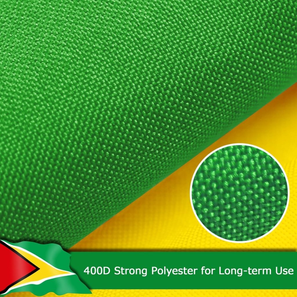 Guyana Guyanese Flag for Outside, 400D Heavy Duty Polyester, Double - Sided Printing, Quadruple Stitched Fly Hem, Fade Resistant, 2 Brass Grommets