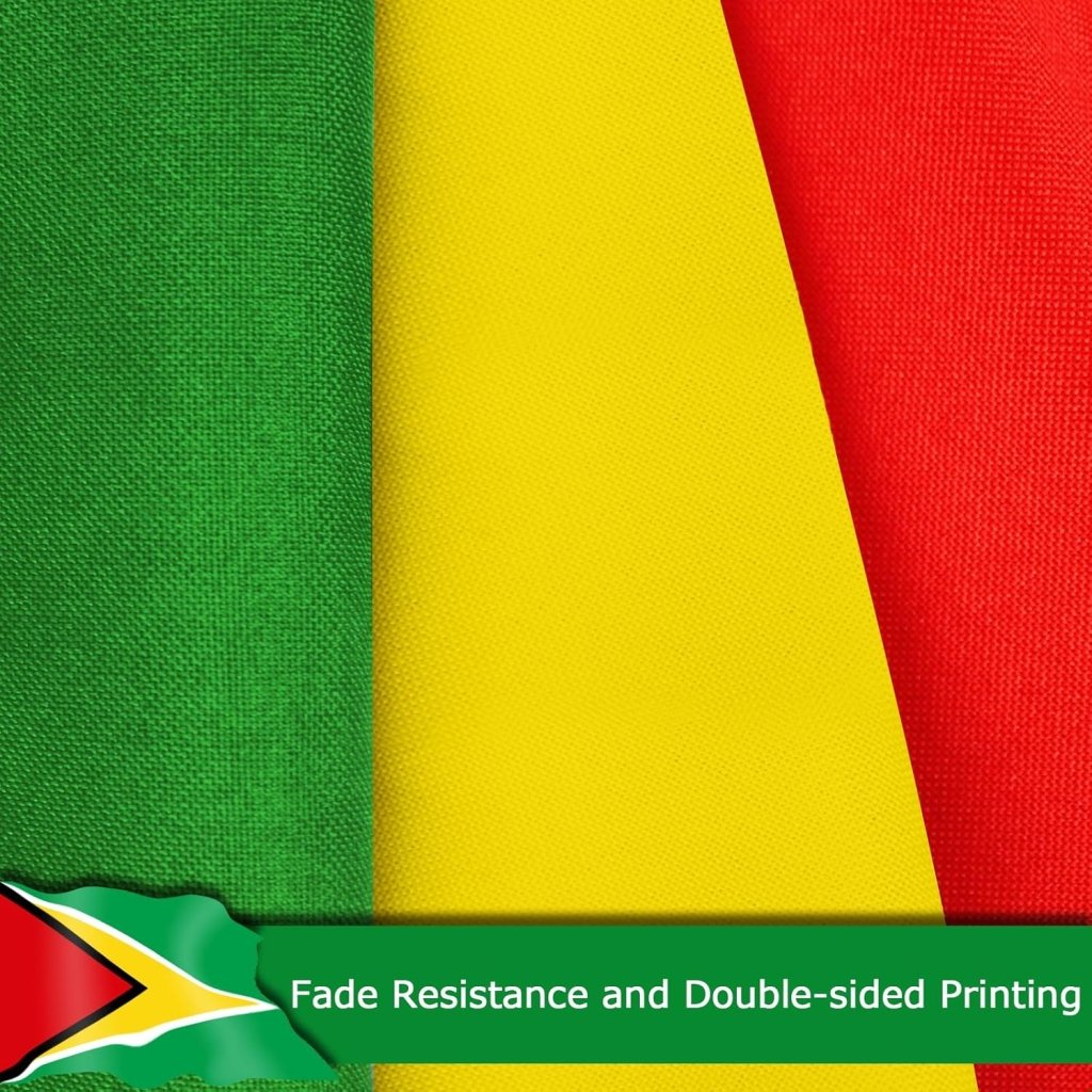 Guyana Guyanese Flag for Outside, 400D Heavy Duty Polyester, Double - Sided Printing, Quadruple Stitched Fly Hem, Fade Resistant, 2 Brass Grommets