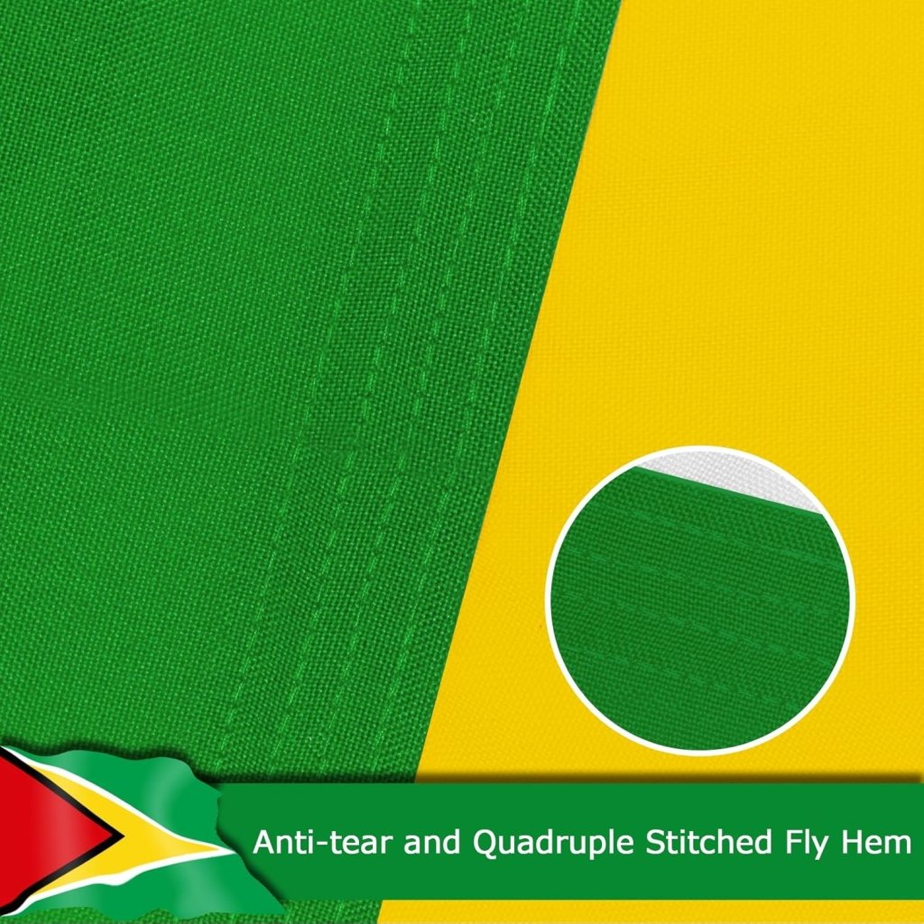 Guyana Guyanese Flag for Outside, 400D Heavy Duty Polyester, Double - Sided Printing, Quadruple Stitched Fly Hem, Fade Resistant, 2 Brass Grommets