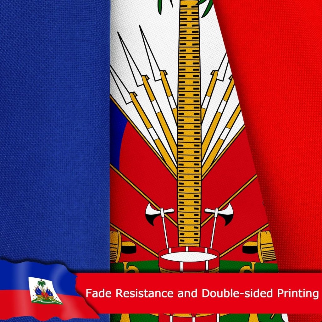 Haiti Haitian Flag for Outside, 400D Heavy Duty Polyester, Double - Sided Printing, Quadruple Stitched Fly Hem, Fade Resistant, 2 Brass Grommets