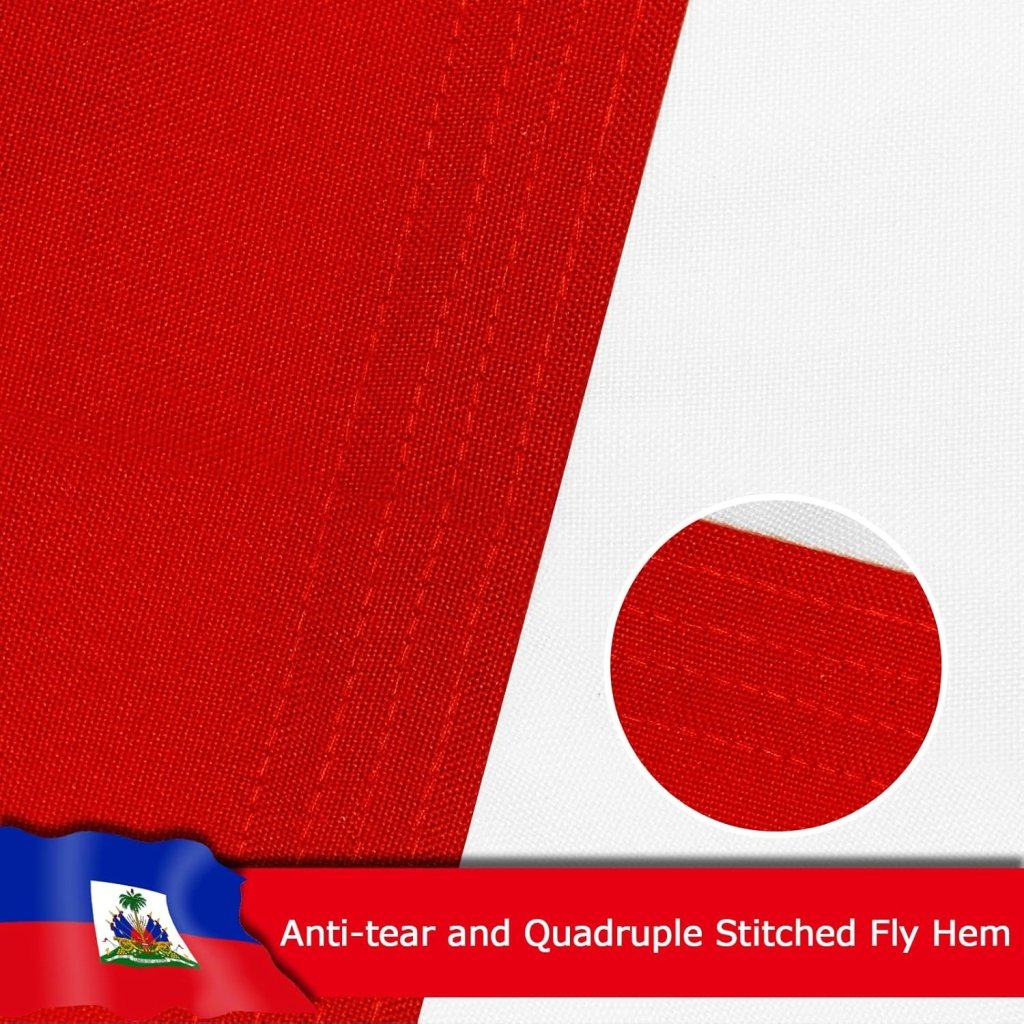 Haiti Haitian Flag for Outside, 400D Heavy Duty Polyester, Double - Sided Printing, Quadruple Stitched Fly Hem, Fade Resistant, 2 Brass Grommets