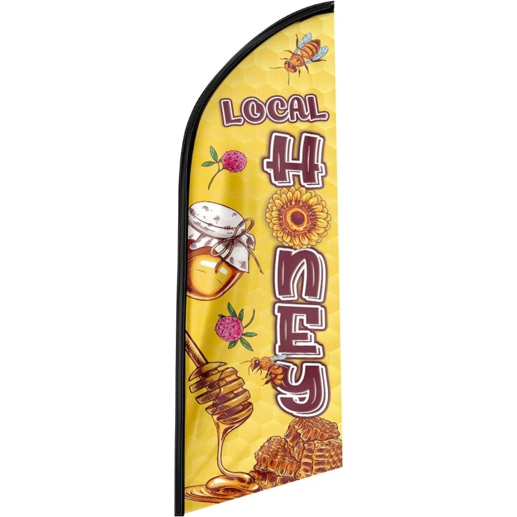 Honey Sign - 8ft Local Honey Feather Flag - Promote Your Local Honey Business!(Flagpole Not Included) - FSFlag