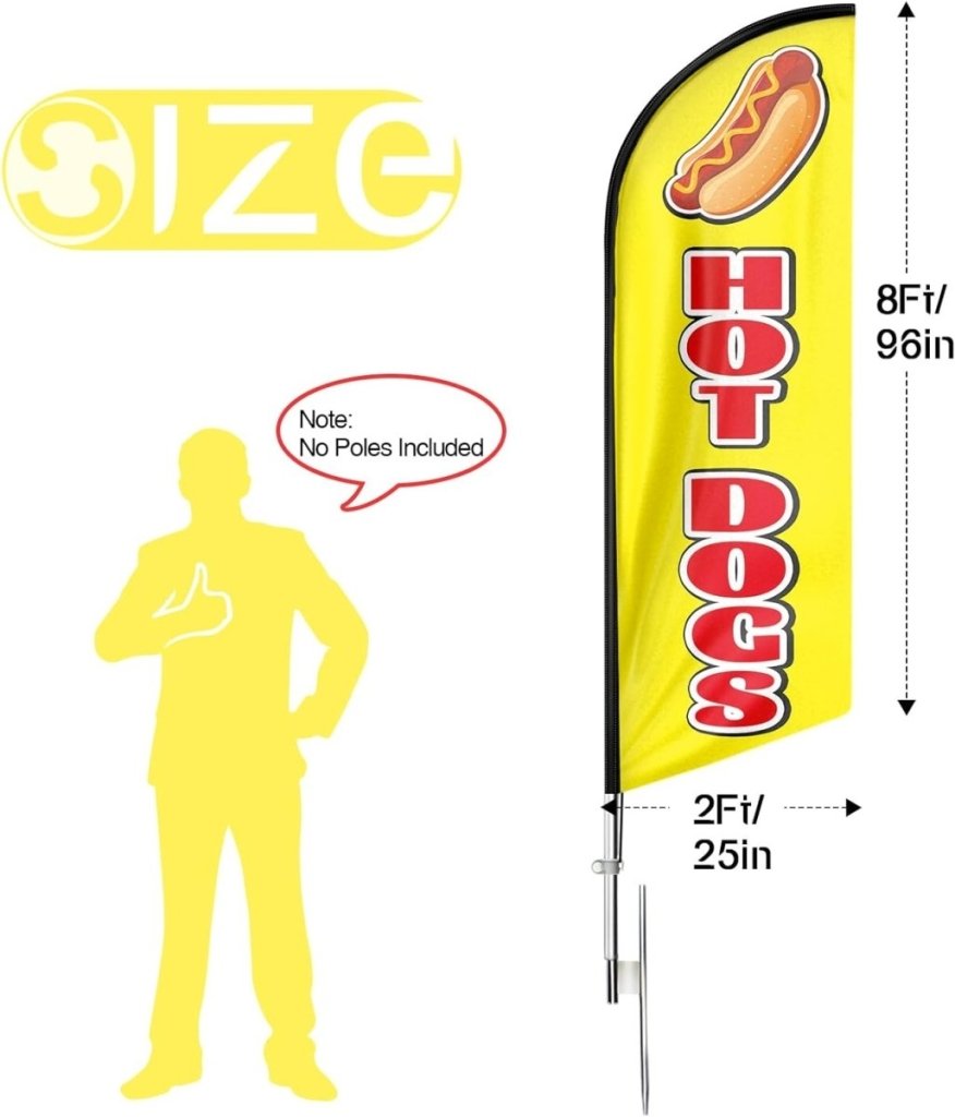 Hot Dog Flags - 8ft Hot Dogs Feather Flag!(Flagpole Not Included) - FSFlag