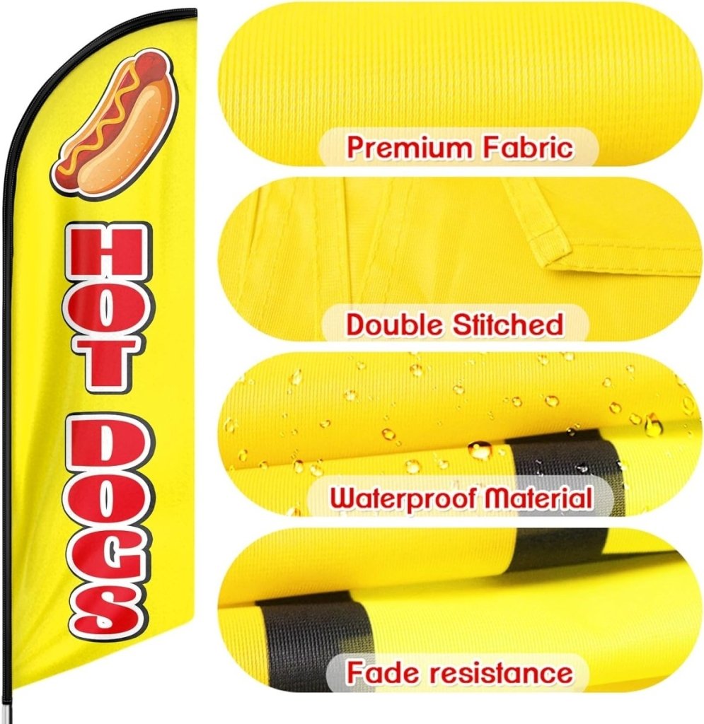 Hot Dog Flags - 8ft Hot Dogs Feather Flag!(Flagpole Not Included) - FSFlag