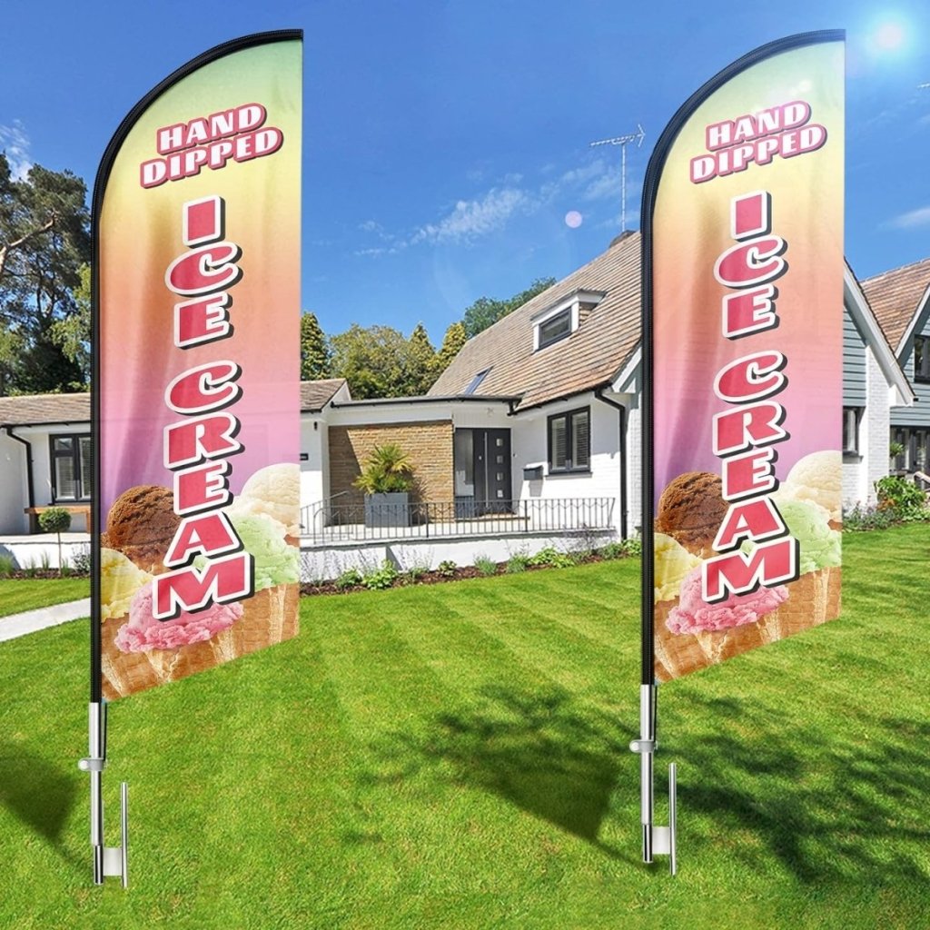 Ice Cream Flag - 8ft Hand Dipped Ice Cream Feather Flag(Flagpole Not Included) - FSFlag