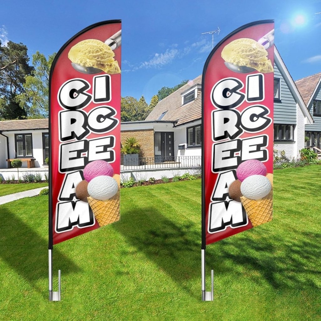 Ice Cream Sign - 8ft Ice Cream Swooper Flag(Flagpole Not Included) - FSFlag