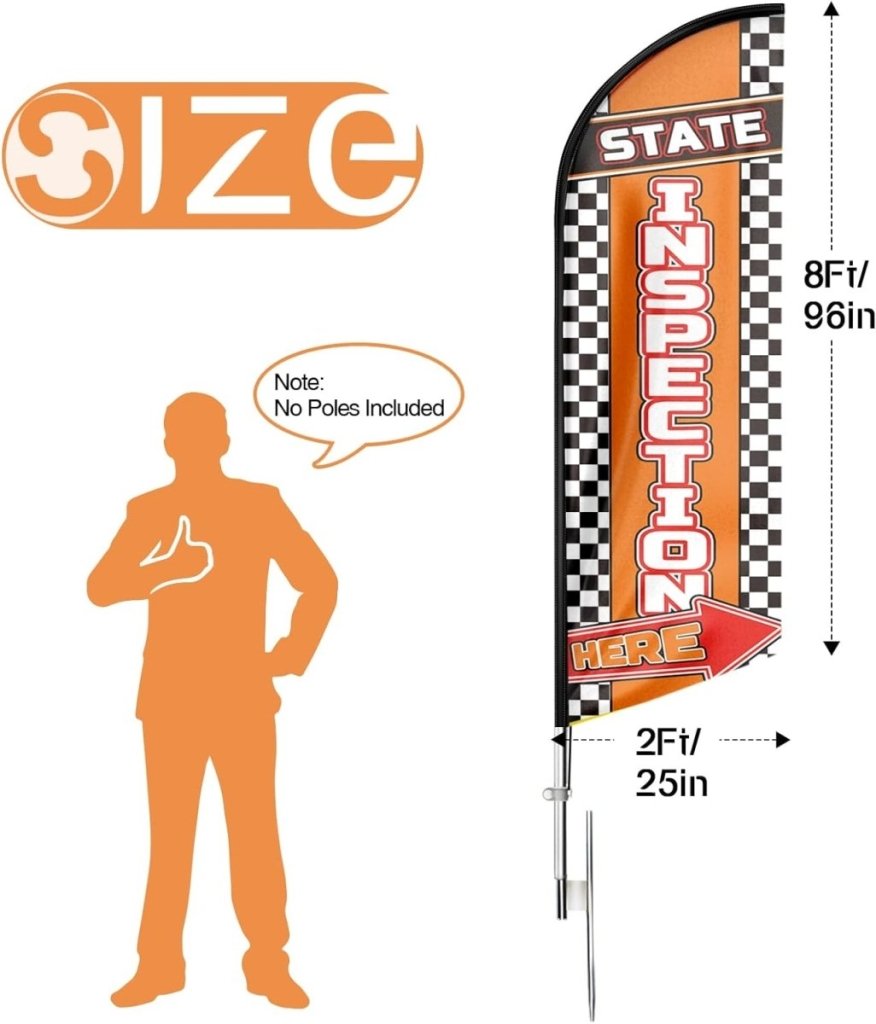 Inspection Sign - State Inspection Here Feather Flag for State Inspection Here Business (Flagpole Not Included) - FSFlag