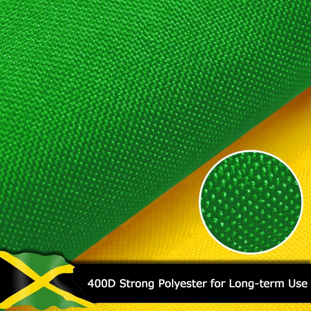 Jamaica Jamaican Flag for Outside, 400D Heavy Duty Polyester, Double - Sided Printing, Quadruple Stitched Fly Hem, Fade Resistant, 2 Brass Grommets