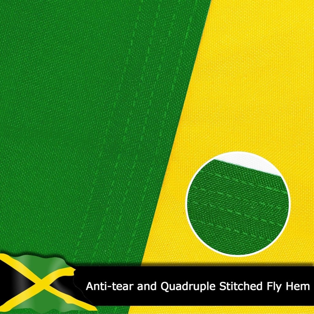 Jamaica Jamaican Flag for Outside, 400D Heavy Duty Polyester, Double - Sided Printing, Quadruple Stitched Fly Hem, Fade Resistant, 2 Brass Grommets