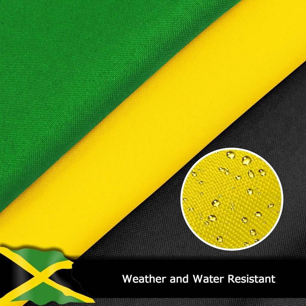 Jamaica Jamaican Flag for Outside, 400D Heavy Duty Polyester, Double - Sided Printing, Quadruple Stitched Fly Hem, Fade Resistant, 2 Brass Grommets