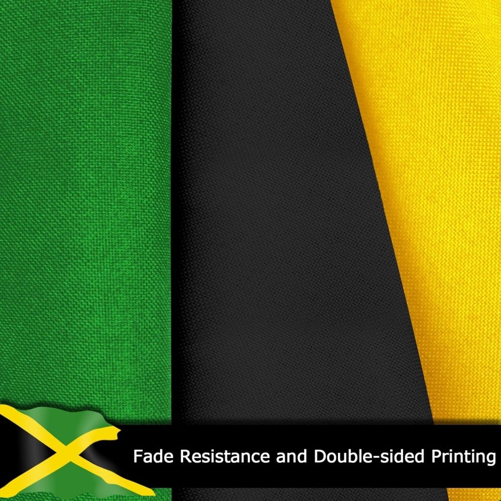 Jamaica Jamaican Flag for Outside, 400D Heavy Duty Polyester, Double - Sided Printing, Quadruple Stitched Fly Hem, Fade Resistant, 2 Brass Grommets