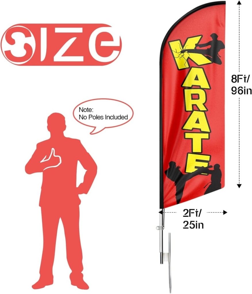 Karate Sign - 8ft Karate Feather Flag for Karate Business(Flagpole Not Included) - FSFlag