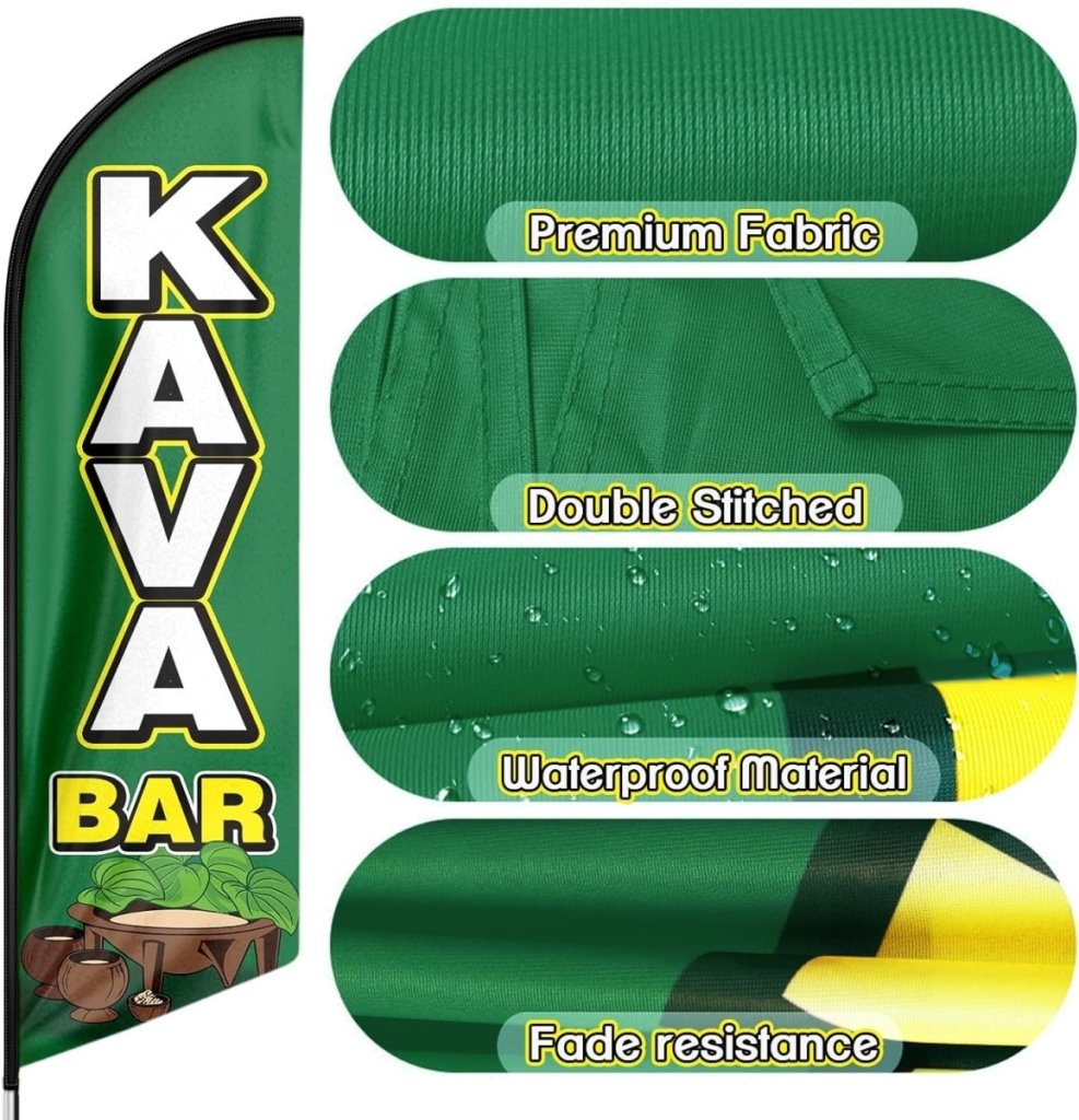 Kava Bar Feather Flag Set: Advertising Banner for Kava Bar Business(Flagpole Not Included) - FSFlag