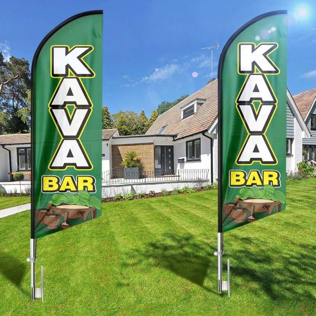 Kava Bar Feather Flag Set: Advertising Banner for Kava Bar Business(Flagpole Not Included) - FSFlag