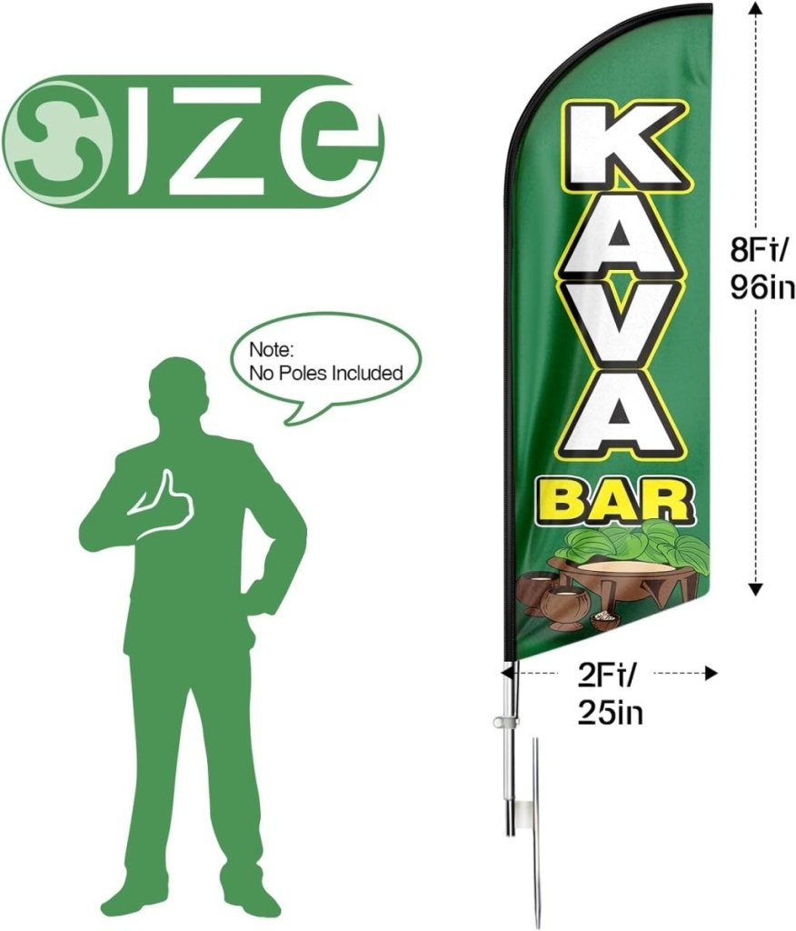 Kava Bar Feather Flag Set: Advertising Banner for Kava Bar Business(Flagpole Not Included) - FSFlag