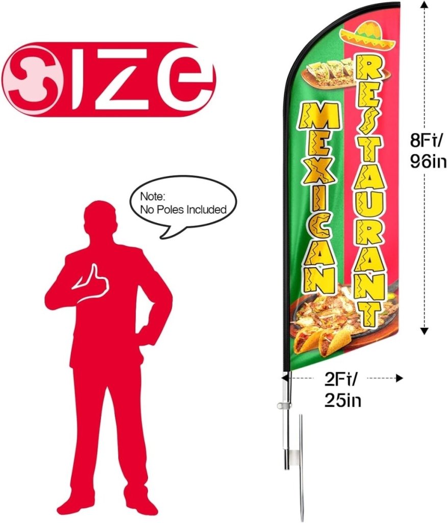 Mexican Food Flag - 8ft Mexican Restaurant Feather Flag!(Flagpole Not Included) - FSFlag