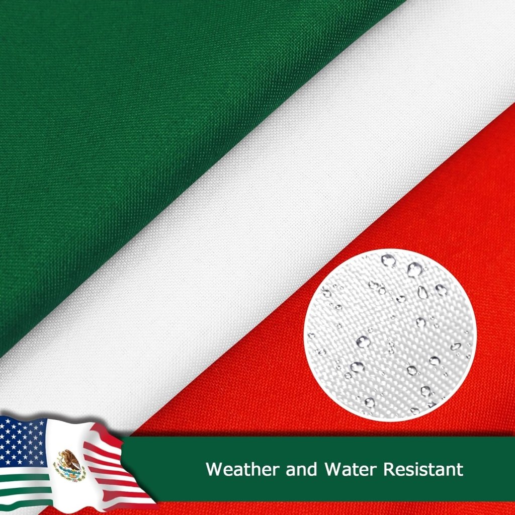 Mexico USA Friendship Flag for Outside, 400D Heavy Duty Polyester, Double - Sided Printing, Quadruple Stitched Fly Hem, Fade Resistant, 2 Brass Grommets
