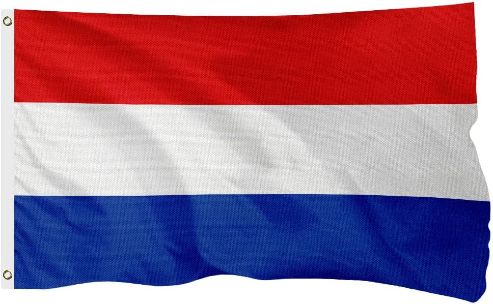 Netherlands Dutch Flag for Outside, 400D Heavy Duty Polyester, Double - Sided Printing, Quadruple Stitched Fly Hem, Fade Resistant, 2 Brass Grommets