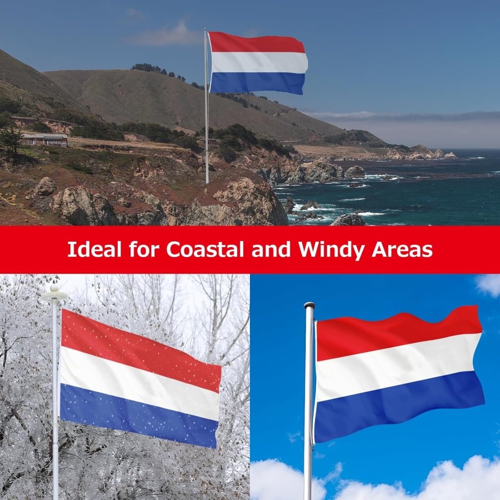 Netherlands Dutch Flag for Outside, 400D Heavy Duty Polyester, Double - Sided Printing, Quadruple Stitched Fly Hem, Fade Resistant, 2 Brass Grommets