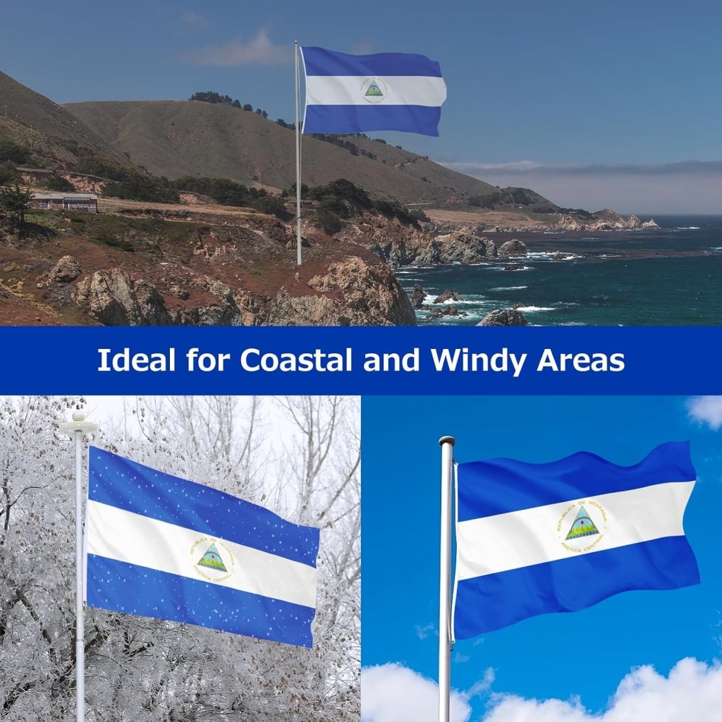 Nicaragua Nicaraguan Flag for Outside, 400D Heavy Duty Polyester, Double - Sided Printing, Quadruple Stitched Fly Hem, Fade Resistant, 2 Brass Grommets