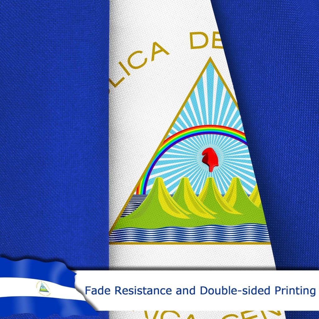 Nicaragua Nicaraguan Flag for Outside, 400D Heavy Duty Polyester, Double - Sided Printing, Quadruple Stitched Fly Hem, Fade Resistant, 2 Brass Grommets