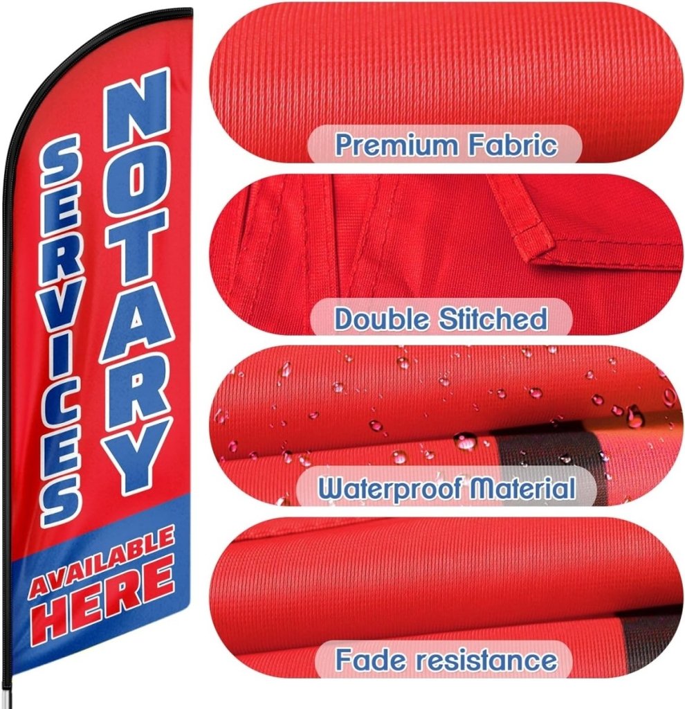 Notary Services Sign - 8ft Notary Services Available Here Feather Flag(Flagpole Not Included) - FSFlag